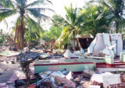 Boats grounded and swept ashore